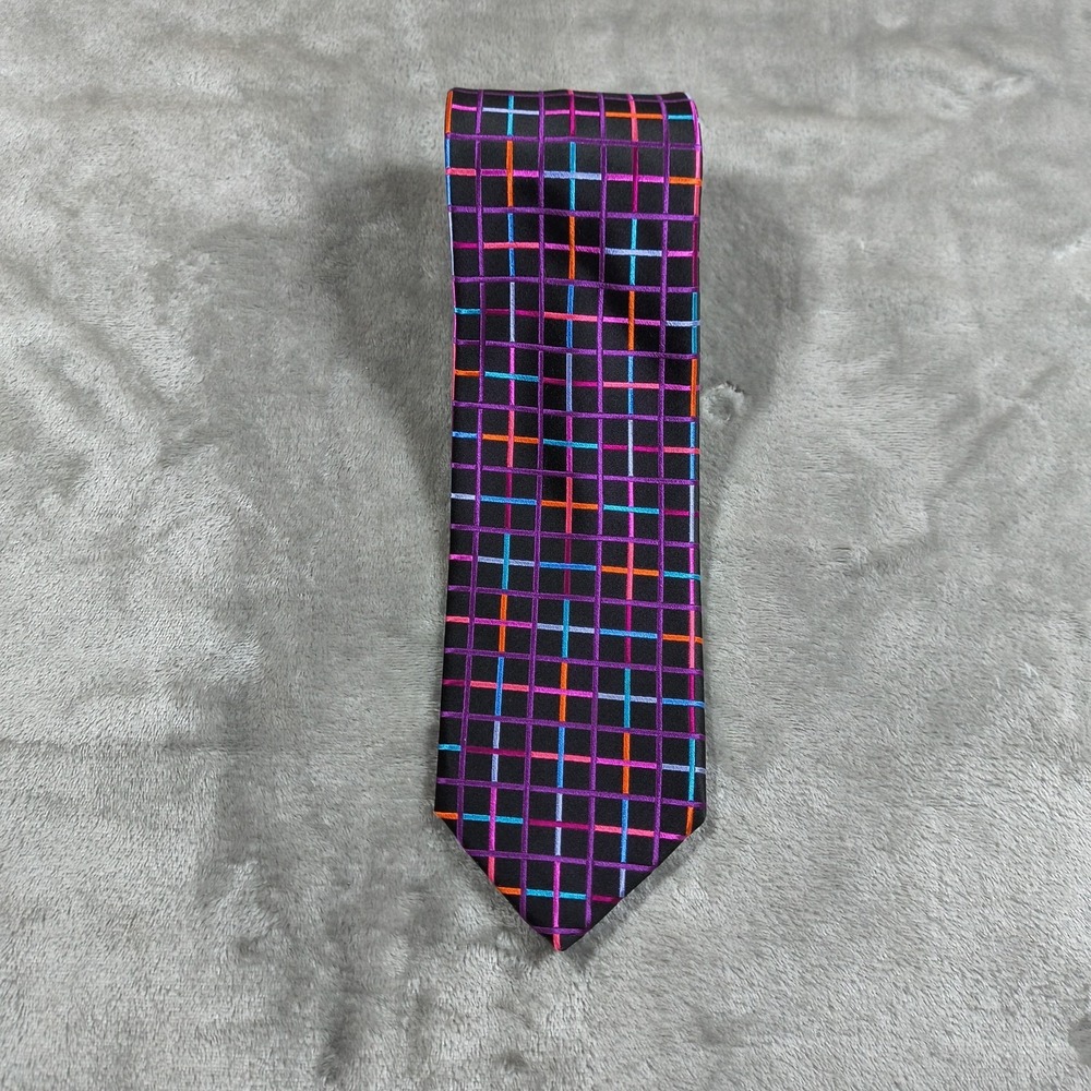 Vintage‎ Robert Talbott Tie Men 59.5X3.75 Best Of Class Grid Geometric Silk USA